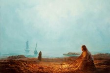 Yongsung Kim BY THE SHORE Canvas Art Print Jesus Cooking Fish Peter & Disciples