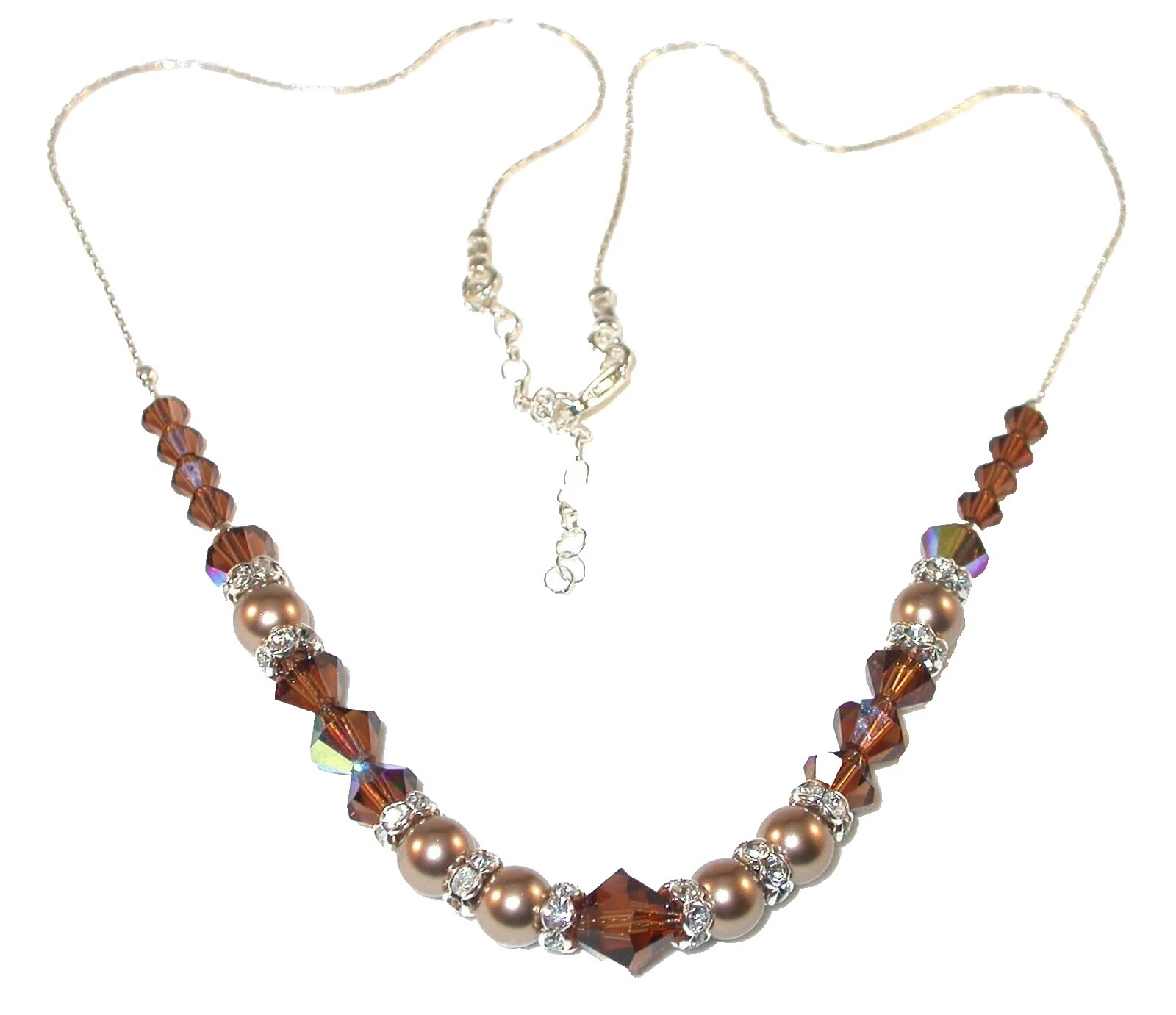 Collares y colgantes de cristal de bronce hechos a mano