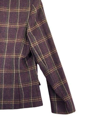Talbots Women Size 18 Blazer Purple Plaid 2 pocket 3 button Closure Wool & Lined - Picture 15 of 15