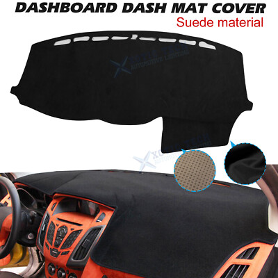 Black Suede Dashboard Cover Pad No Glare Dash Mat Custom Fit Ford Focus 2012-18