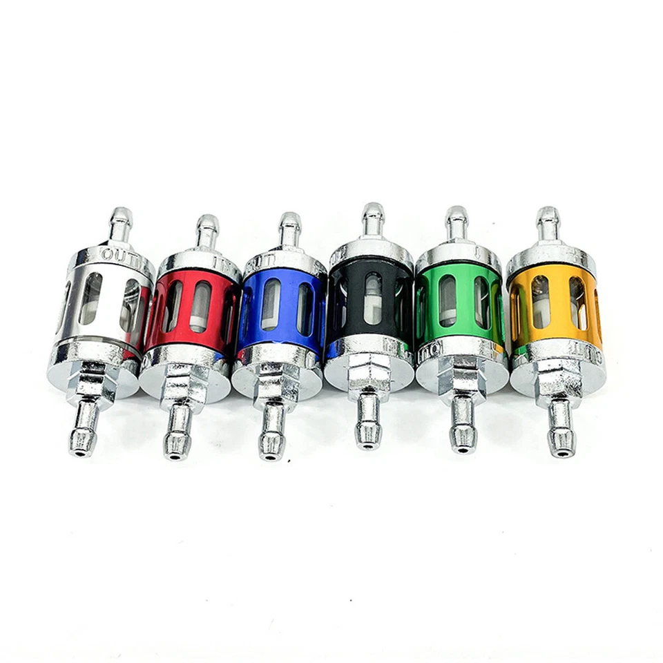 8mm CNC Aluminum Alloy Glass Motorcycle Gas Fuel Gasoline Oil Filter Universal - Image 2 of 4