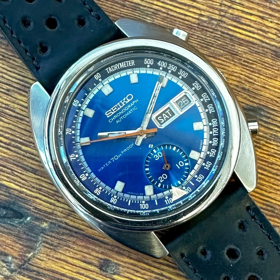 Vintage Seiko 1971 "Bruce Lee" 6139-6012 Chronograph Blue Dial