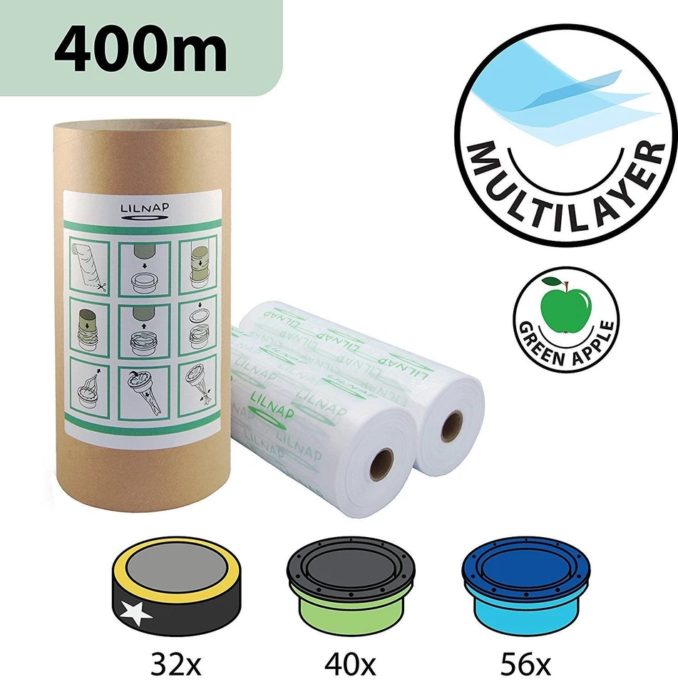 400m Recarga compatible multicapa para Sangenic Tommee Tippee, Simplee & Tec