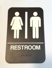 Duro Decal ADA Sign RESTROOM Self Adhesive Sign with Braille 6" x 9"