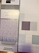 Modern Geometric Squares Poly Fabric Shower Curtain , 72" x 72" - NEW