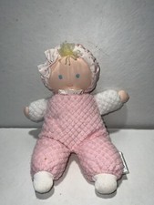 Vintage Eden Waffle Thermal Baby Doll Terry Cloth Pink White Textured Plush 10"