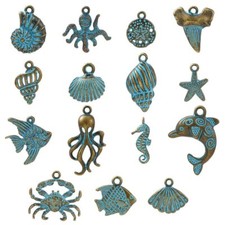 60Pcs Animal Charm Blue Sea Fish Dolphin Pendant for DIY Jewelry Necklace Making