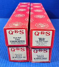Lot of 4 QRS Player Piano Word Rolls Music Vintage FANTASTIC CONDITION