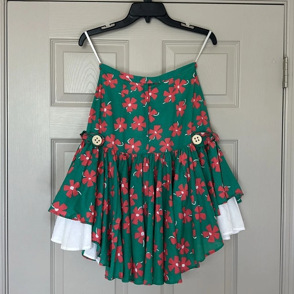 MANOUSH Mujer Falda Forrada Algodón Floral Talla S Foto 4 de 4