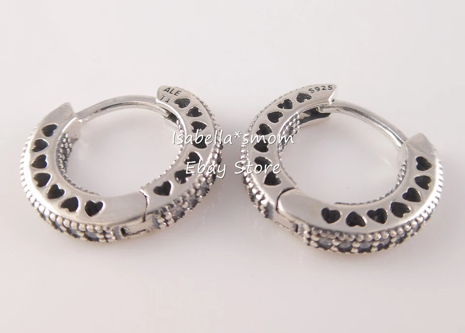 Autentico Cuori Di PANDORA Argento Orecchini a Cerchio 296317CZ Nuovo Scegliere - Immagine 4 di 4