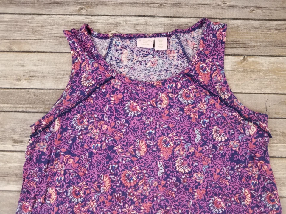 St Tropez West льняной Майка женщин размер M фиолетовый цветочный пляж повседневный - Изображение 2 из 4