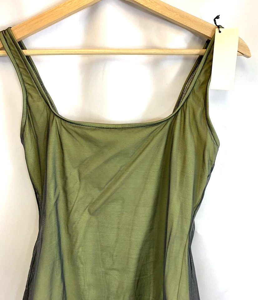 Traje de baño de colección Y2K Calvin Klein 1 pieza para mujer 12 amarillo gris superposición transparente nuevo en stock Foto 3 de 4