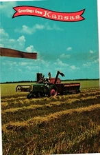 Vintage Unposted Postcard COMBING A FIELD OF GRAIN