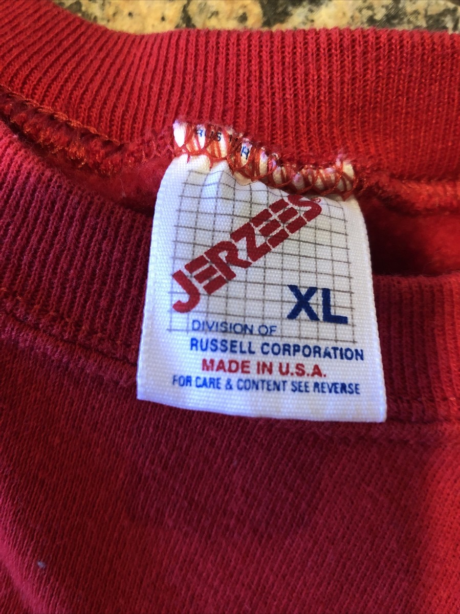 トップス 80s JERZEEZ red sweatshirt made in USA 80's/90's Vintage Jerzees Blank USA Made Red Sweatshirt Size