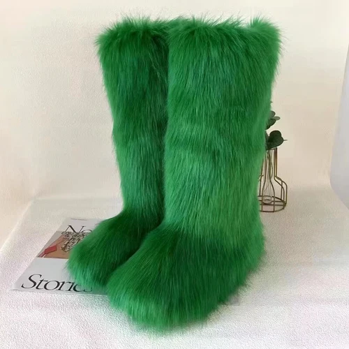 Bota de Piel Mongolia Fábrica Invierno Damas Caliente Zapatos para Nieve Botas de Piel Sintética Bota Larga - Imagen 34 de 47