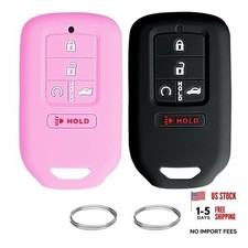 2Pcs for Honda Key Fob Cover, fits for Honda Accord Civic 5 Buttons Pink Black