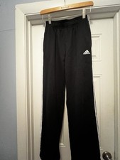 adidas Black/White Track Pants Boys 14-16 Polyester slightly heavier weight