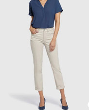 NYDJ Size UK 12 US 8 Margot Girlfriend Jeans Ecru Not Your Daughters Jeans bxa