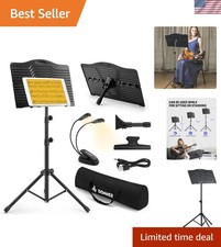 Donner Sheet Music Stand with Light, Portable Metal Music Stand, Tabletop Mus...