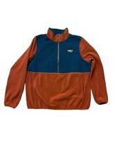 L.L Bean Adult Orange Blue Fleece Katahdin Fleece Pullover XL 1/4 Zip Mock Neck
