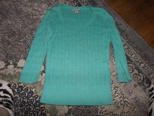 Ann Taylor Loft petites aqua green 3/4 sleeve cable knit sweater size XSP