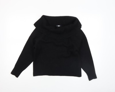 Paige Damen Pullover schwarz Wollmischung Wasserfallausschnitt Größe S