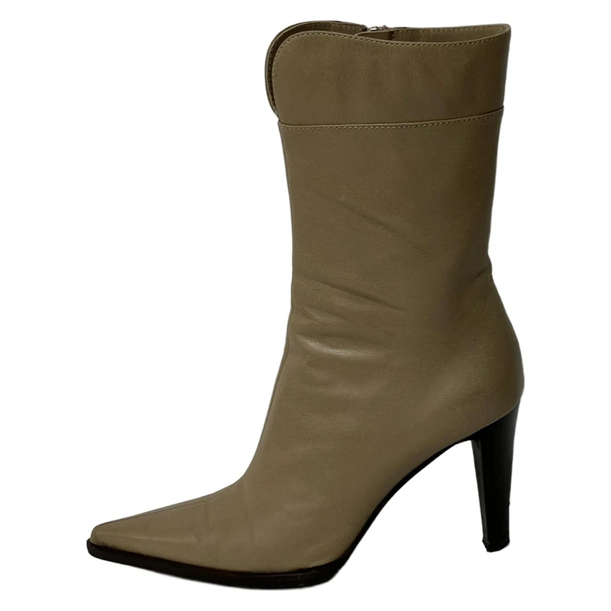 Escarpins Sergio Rossi - Beige - Talon Bloc Cuir - Taille 5 US Femme - Classiques Et élégants