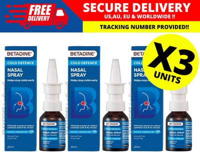 3 X BETADINE Adult Cold Defence Nasal Spray 20ml Helps Stop Cold Early