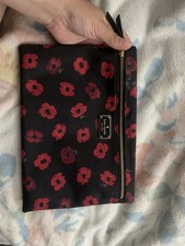 Kate Spade Large Cosmetic All Purpose Pouch Black Red Wilson Road Poppy