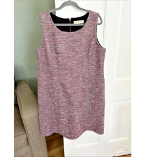 LOFT Plus 16 Burgundy Black White Textured Fabric Tweed Dress