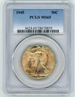 1945 WALKING LIBERTY HALF DOLLAR PCGS MS65
