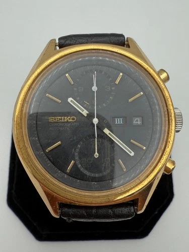 Vintage Seiko 6138-8020 Automatic Chronograph Gold Tone Japan Watch