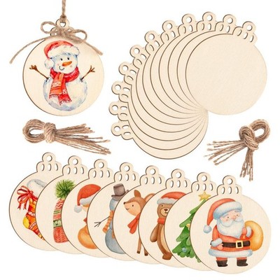 20 Pcs Unfinished Natural Round Wooden Circles with Holes for Painting, Crafts