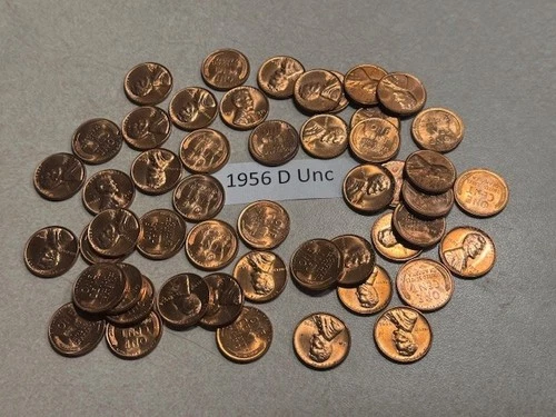 Roll Of 50 GEM BU 1956 -D Lincoln Wheat Cents Penny - NICE!