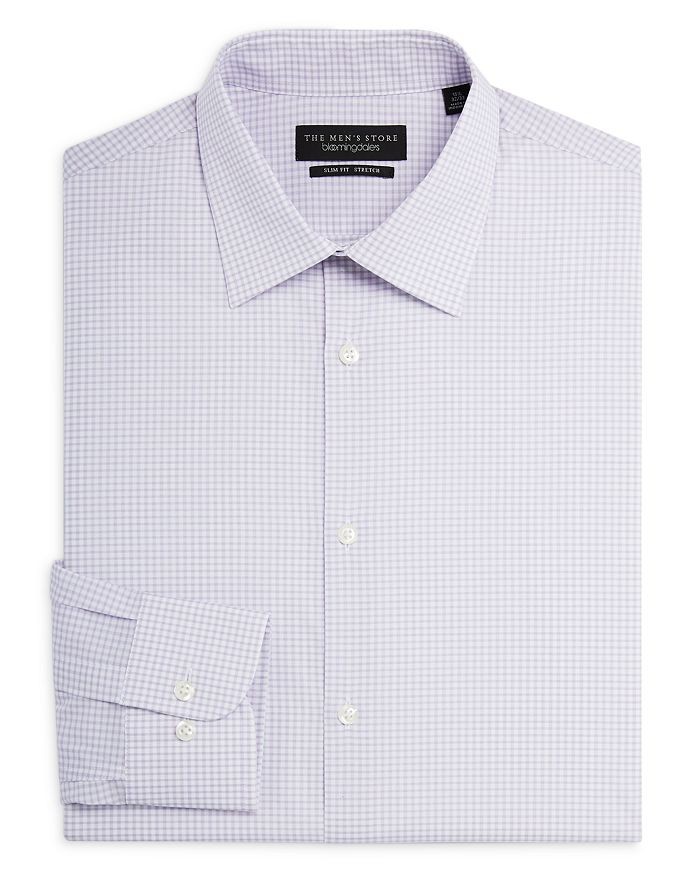 The Mens Store Приталенное стрейчевое платье-рубашка в клетку фиолетового цвета-17 3435 7090₽
