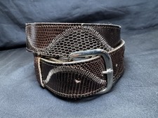 Genuine Lizard Skin Belt Made in USA Silver Buckle Sz36