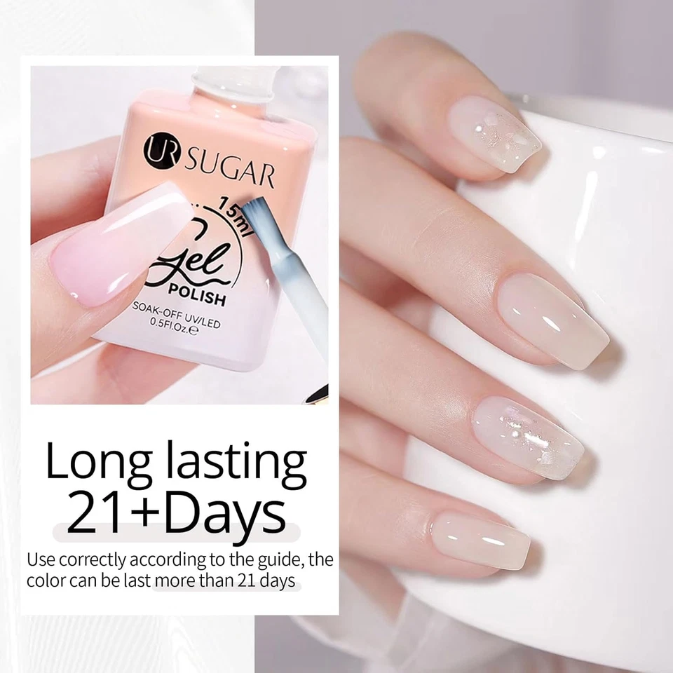 UV Nagellack Milchig Weiß Gel Transparent Jelly Milky White 15ml LED Soak Off Ma - Bild 2 von 4