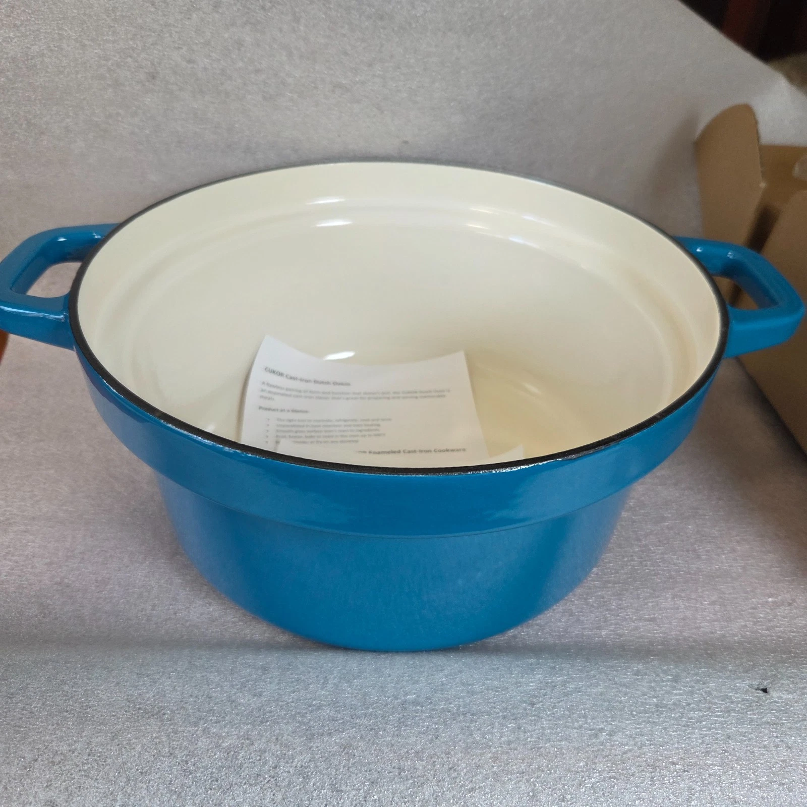 7QT Dutch Oven Pot With Lid, Enameled Cast Iron Dutch Oven BLUE