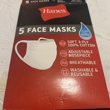 Hanes Face Mask 10 Pack 100 Cotton Washable  Reusable White 10 Masks 
