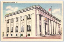 Vintage Linen Postcard Post Office Altoona PA Tichnor Bros 65979