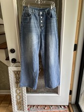 New Without Tags SHEIN Size 30 Wide Leg Button Up Jeans High Waist