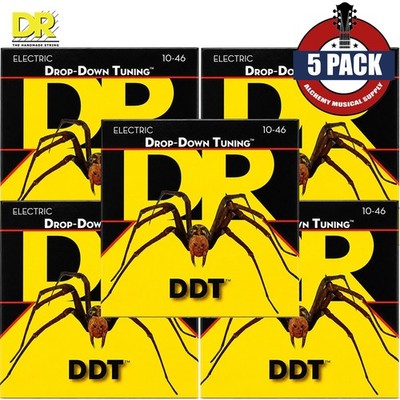 5-PACK DR DDT-10 Drop-Down Tuning Nickel Plated Electric Guitar Strings 10-46