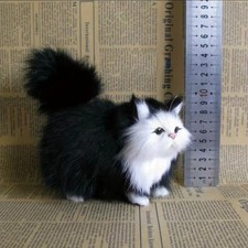 Mini Deko Plüsch Katze 12cm Kätzchen Modell mit Fell Geschenk