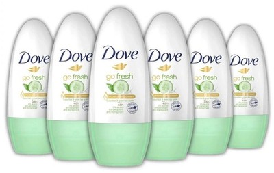 Dove Roll On Cucumber & Green Tea Scent Antiperspirant Deodorant Go Fresh 6 Pack