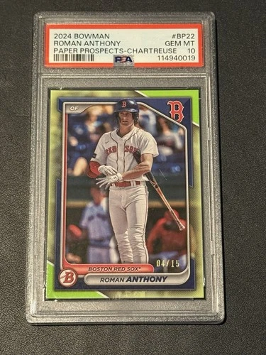 2024 Bowman Roman Anthony Chartreuse /15 PSA 10