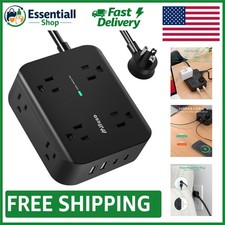 Versatile 12-in-1 Power Strip - 8 Outlets, 4 USB/C Ports, 5FT Extension Cord