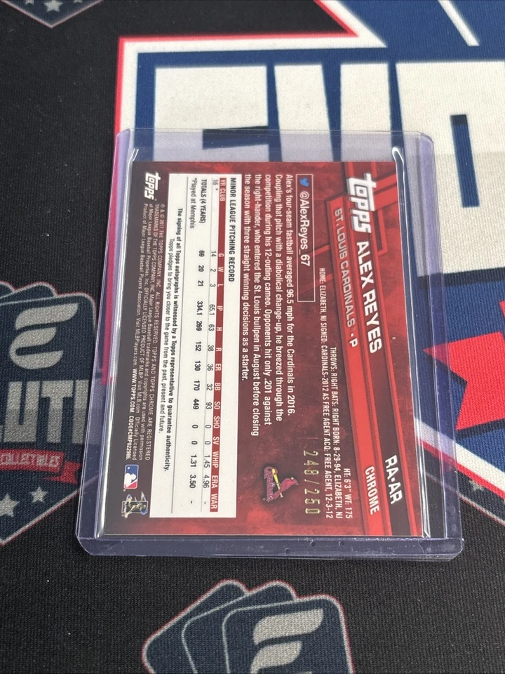 2017 Topps Chrome Alex Reyes SP Purple Refractor Auto RC /250 Cardinals Mint - Image 2 of 2