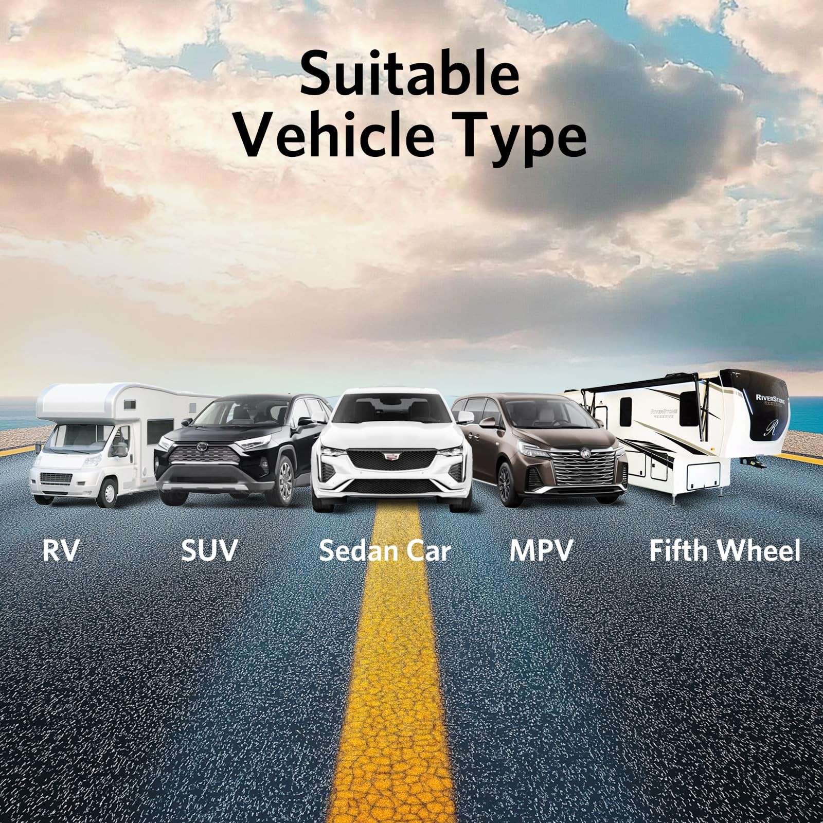 TPMS Tire Pressure Monitor System with Solar Charge & 4 Sensors 2024