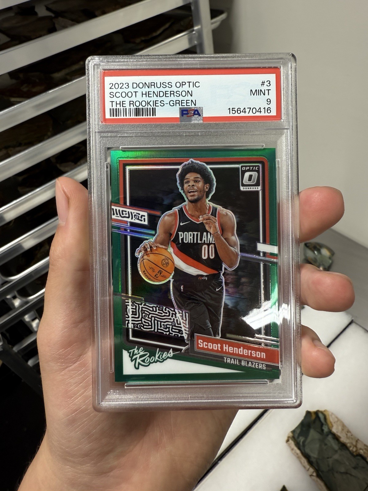 2023 Donruss Optic Scoot Henderson The Rookies Green /5 Graded PSA 9