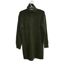 Uniqlo Ribbed Turtleneck Wool Blend Sweater Dress Womens XS Minimalist Cozy